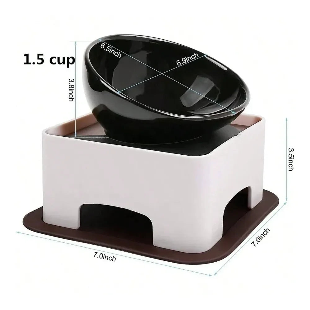 Bulldog Wide Mouth Tilted Anti Skid Dog Feeding Bowl