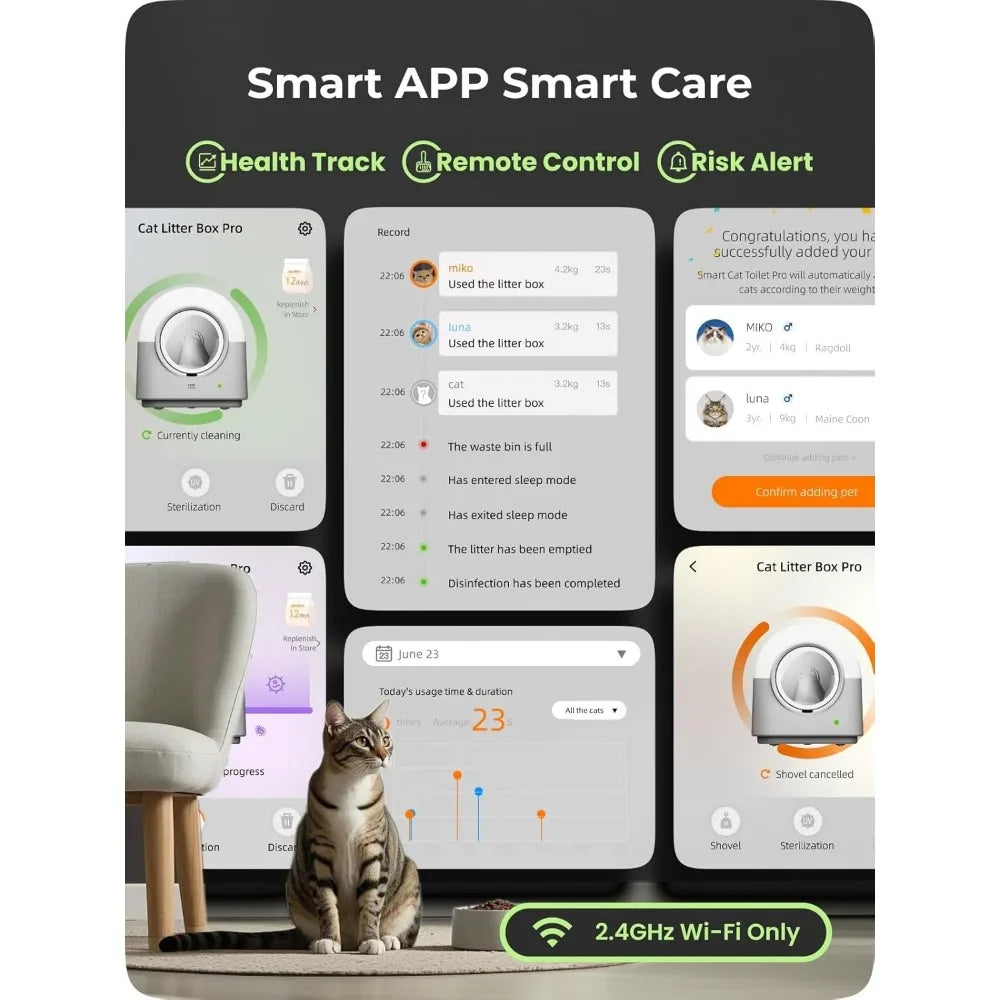 L2 Self Cleaning Cat Litter Box Safe Anti-Pinch,with Deodorizer and Liner,Automatic Hands-Free Smart Robot Self, Customized
