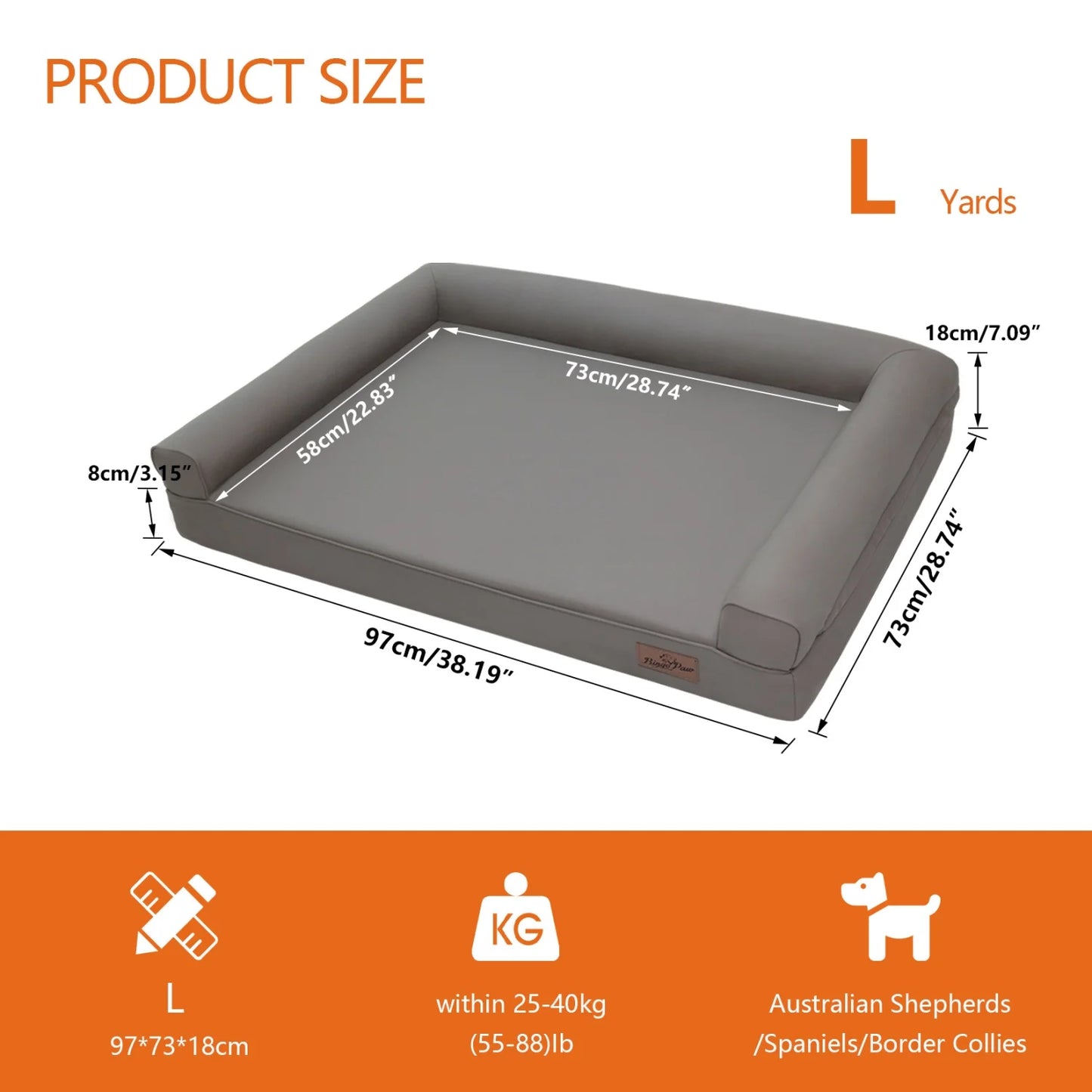 BINGOPAW Indoor Orthopedic Dog Bed With Supportive Bolster