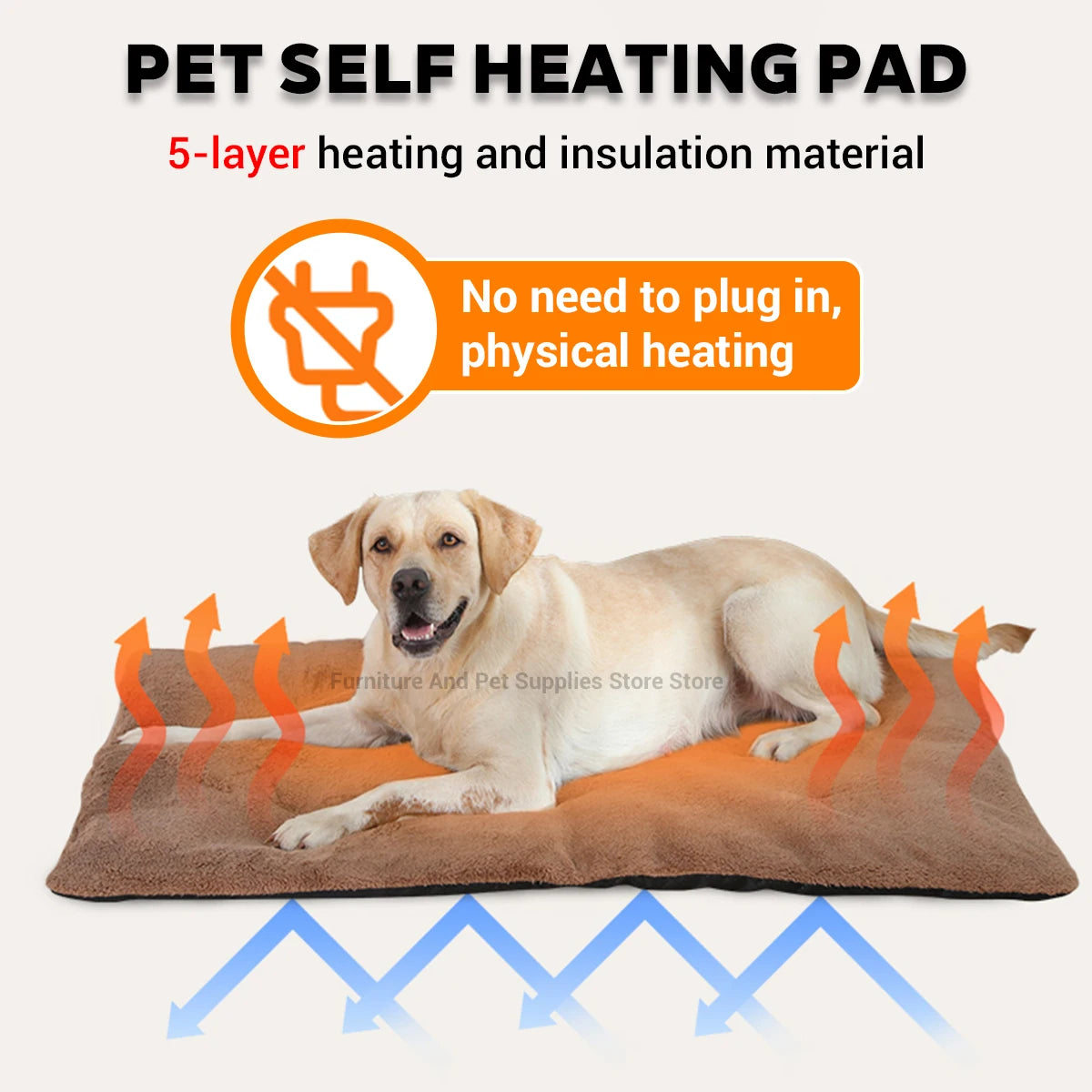 Nonecn Self Heating Pet Pad Extra Warm Dog Kennel Mat