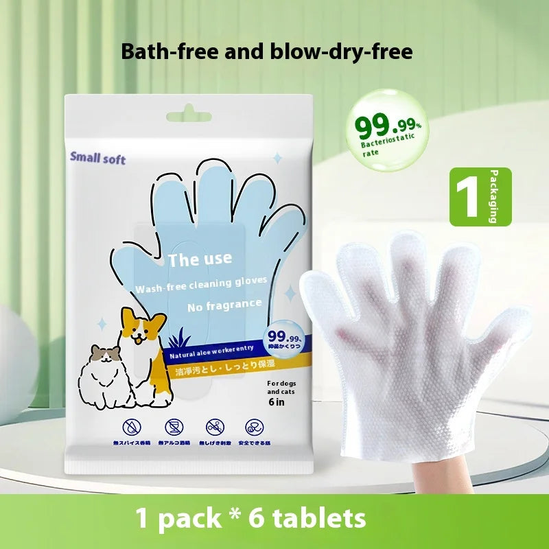 Pet Hair Removal Gloves For Dogs And Cats Bath Deodorizing Wipes