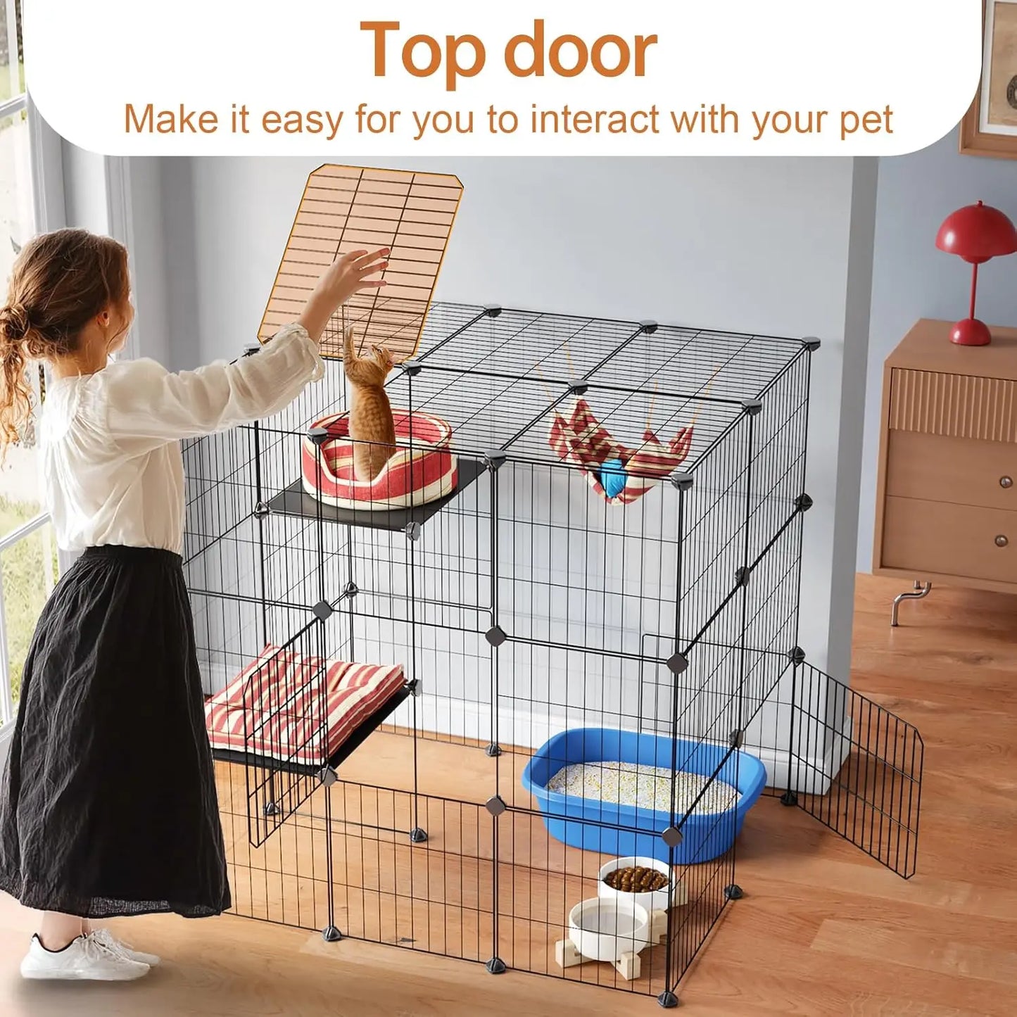 3-Tier Indoor Cat Cage Enclosure DIY Playpen Detachable Wire Kennel