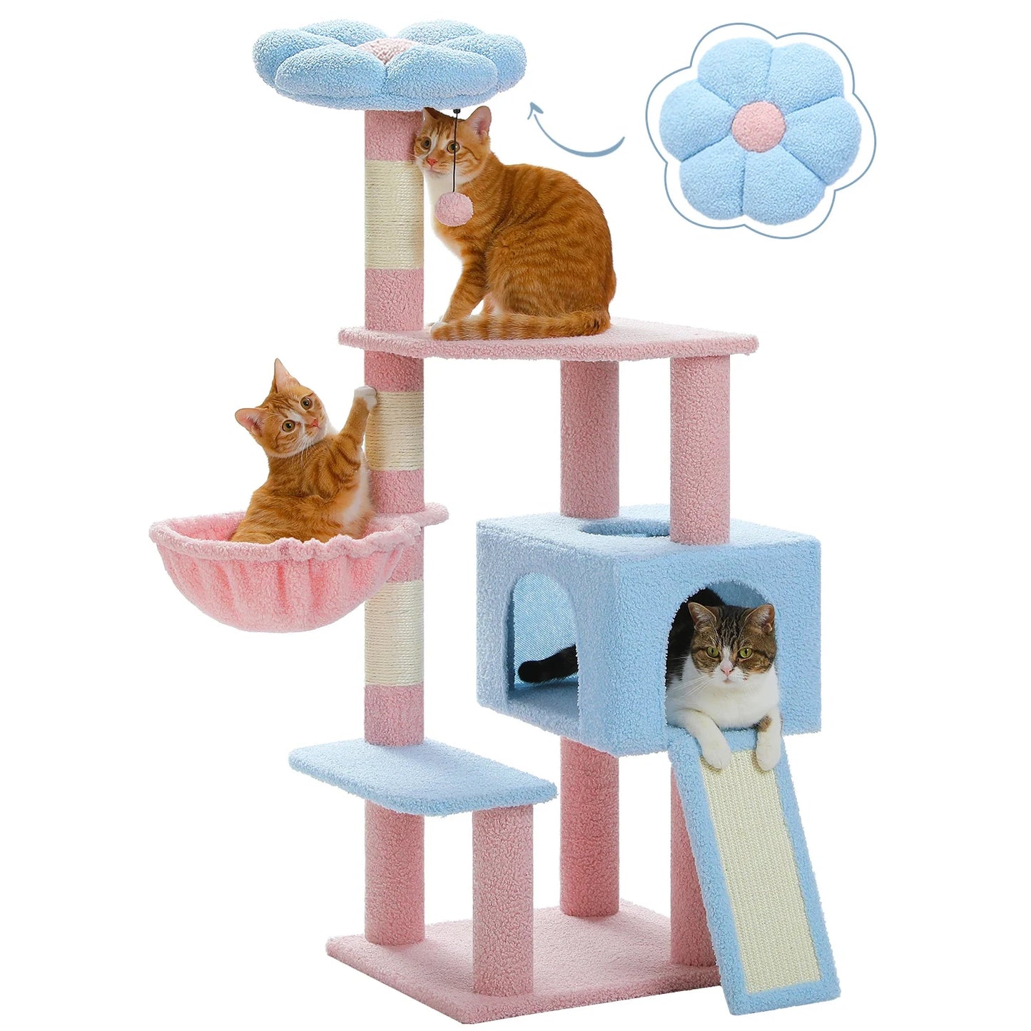 PEQULTICN Flower Cat Tree MultiLevel Cat Tower With Sisal Posts