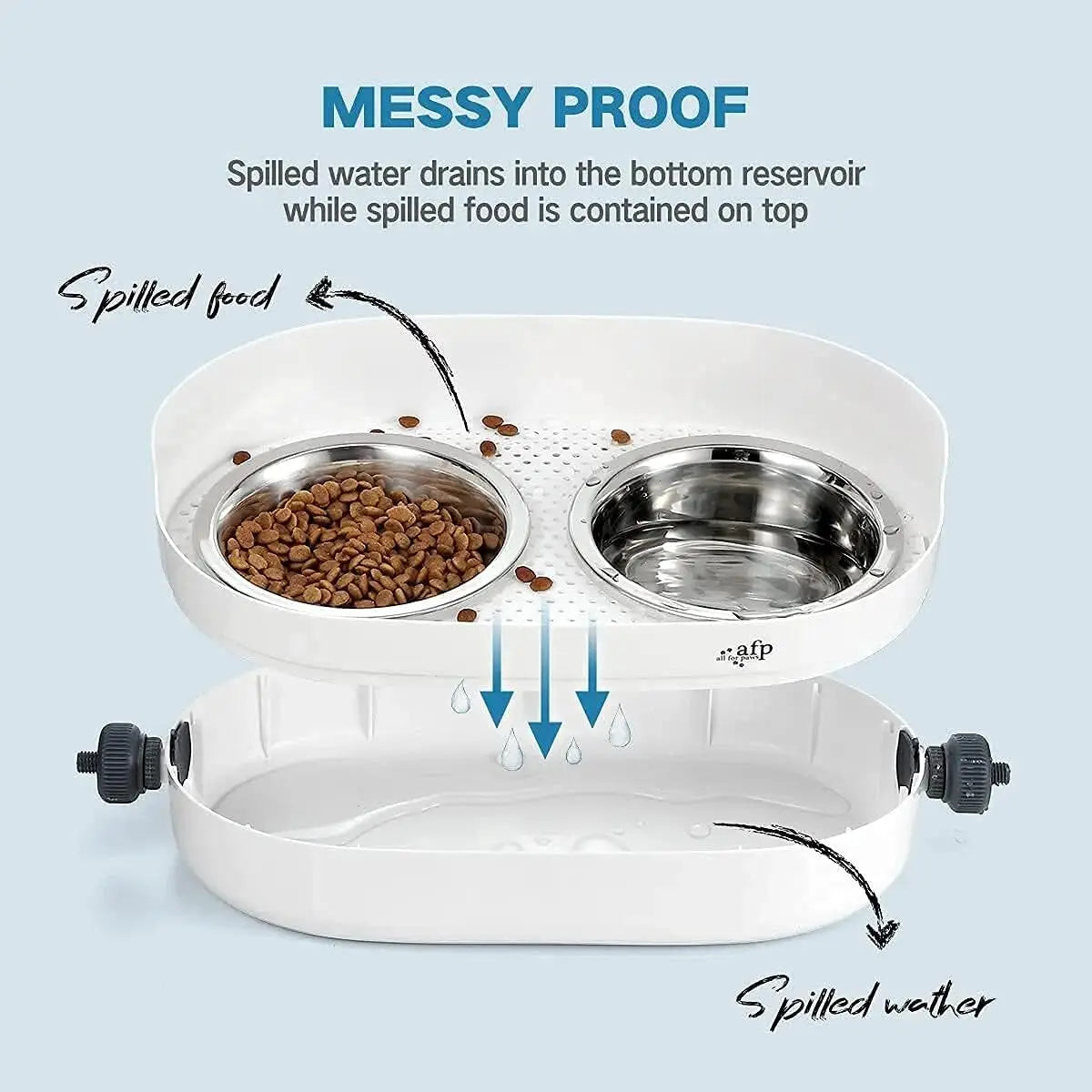 Adjustable Height Elevated Pet Bowls Stainless Steel Feeder Mess Proof for Cats Dogs All Sizes