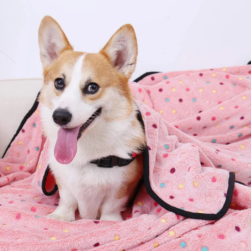 Soft Fluffy Pet Blanket Dot Pattern Cozy for Cats Dogs