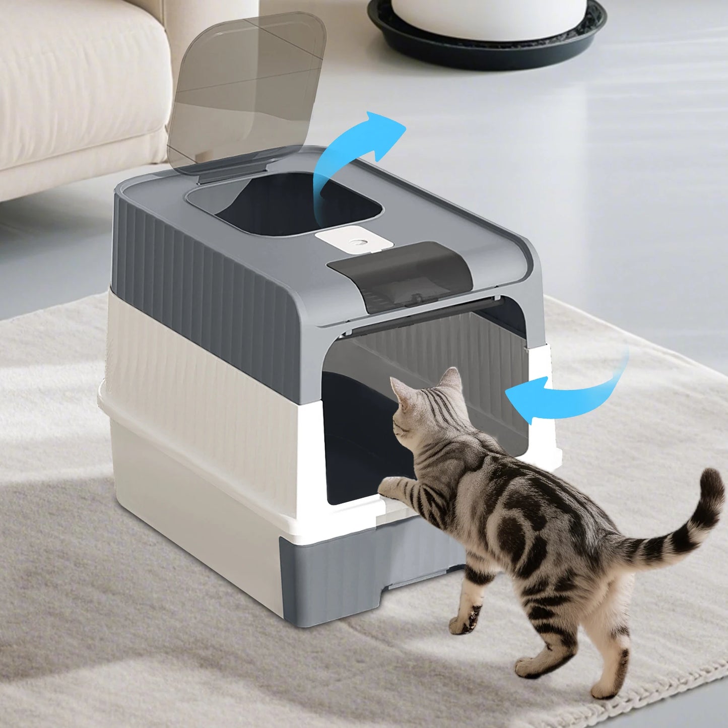 Enclosed Cat Litter Box Extra Large Anti Odor Anti Spill With Transparent Door Covered Cat Toilet Pet Cleaning Products For Cats