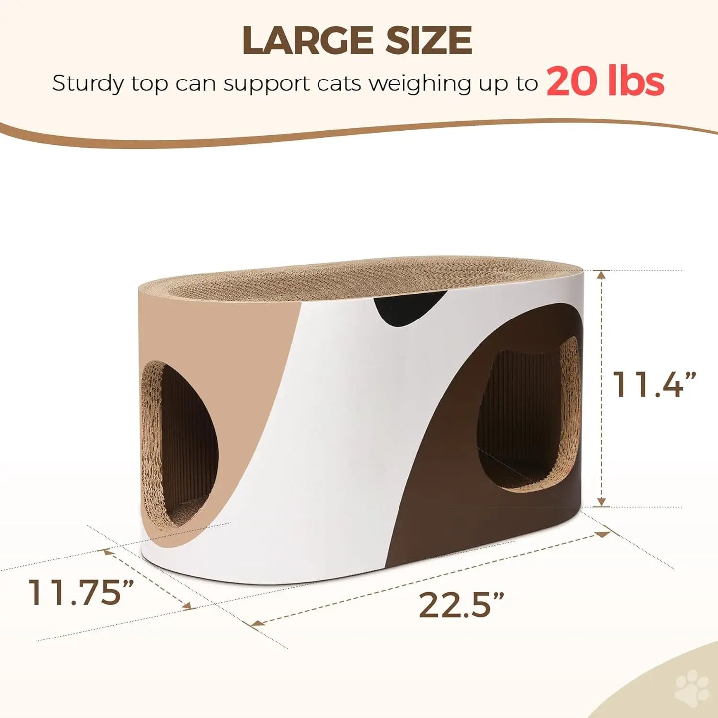 Large Corrugated Cardboard Cat Scratcher House with Holes, Scratching Lounge Bed for Indoor Cats and Rabbits