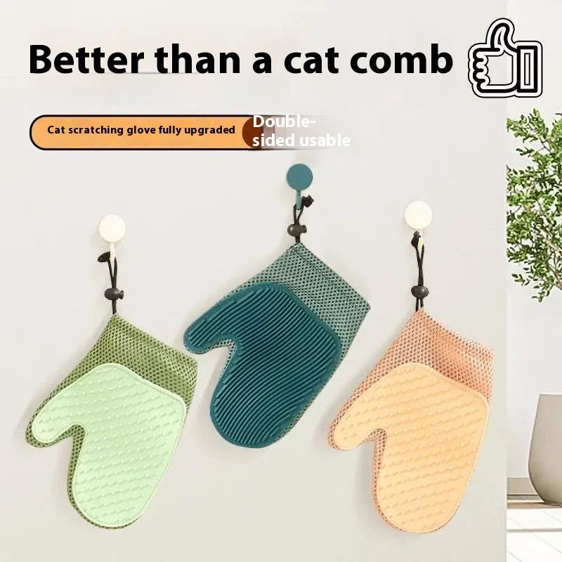 Pet Hair Remover Glove Double Sided Silicone Grooming Mitt For Cats Dogs