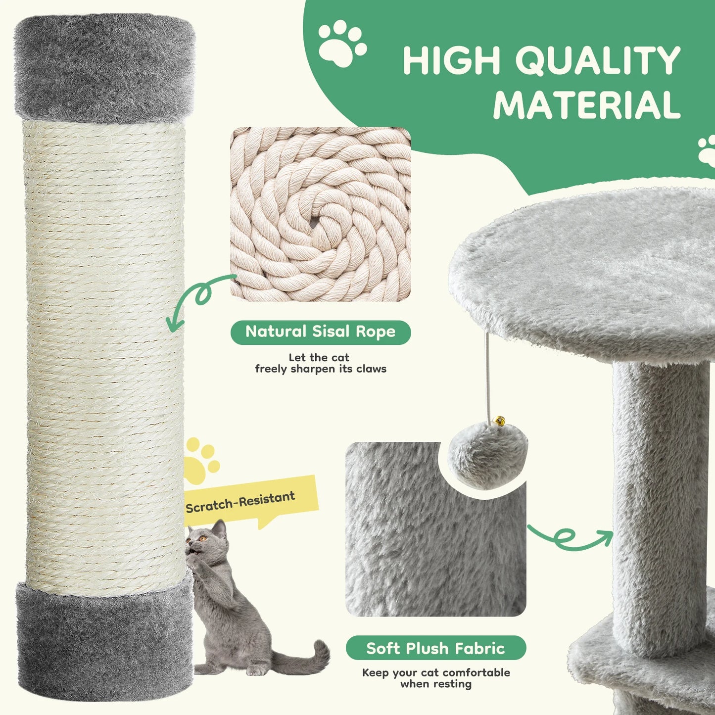 JHK Cat Tree Multi Cat Climbing Tower With Scratching Posts