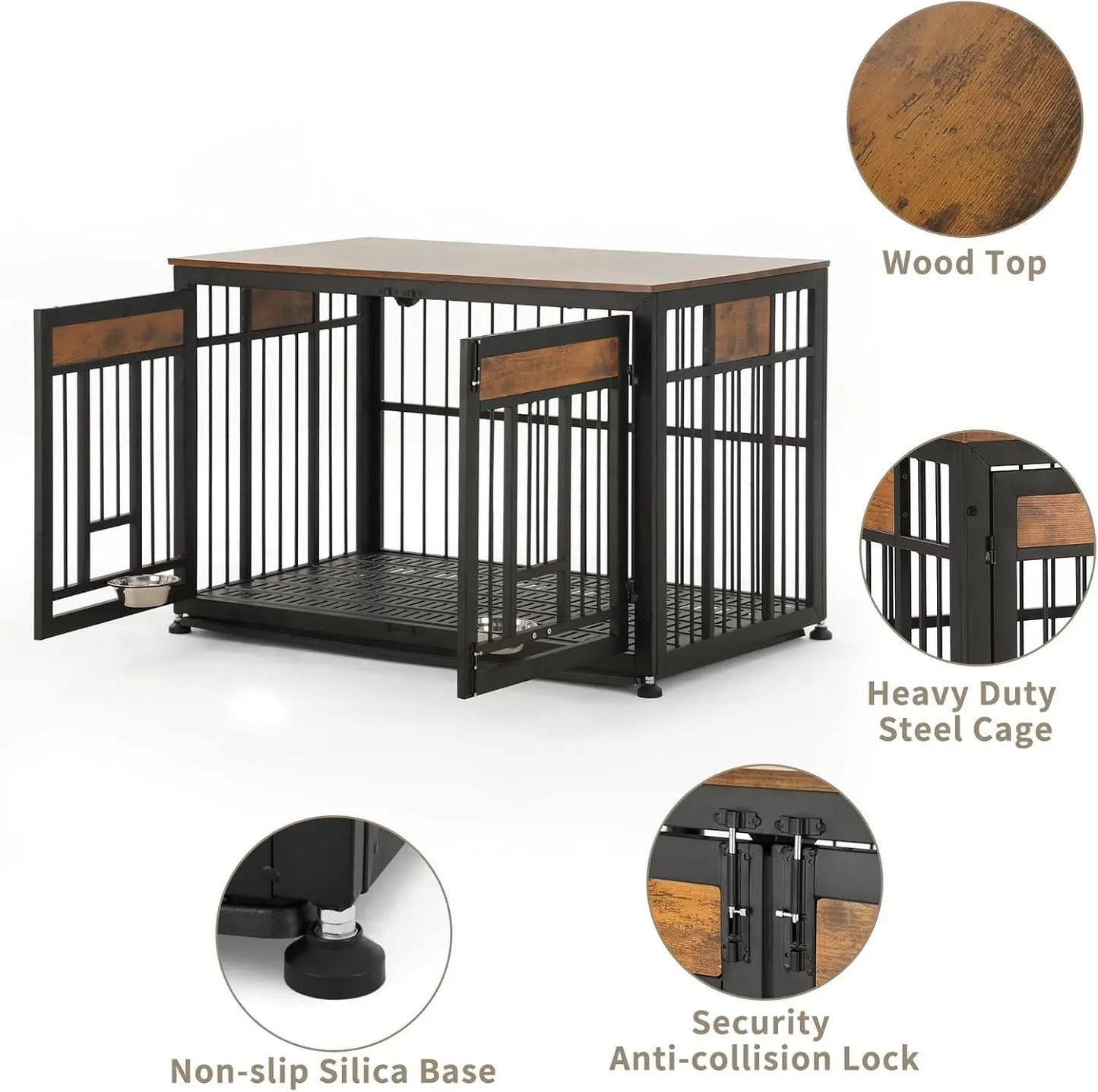 Heavy Duty Dog Kennel With Removable Tray For Medium Dogs
