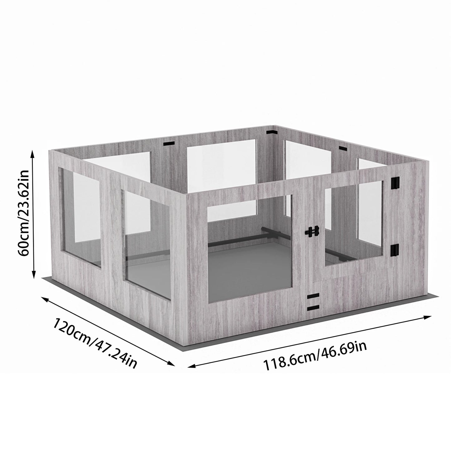 BINGOPAW Tempered Glass Dog Playpen With Pad Indoor Exercise Fence