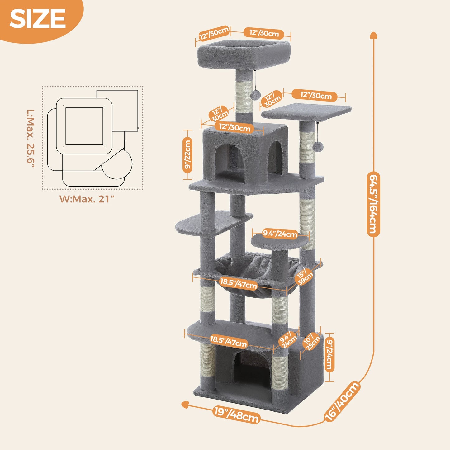 PEQULTI Cat Tree Tower With Scratching Posts And Multiple Levels