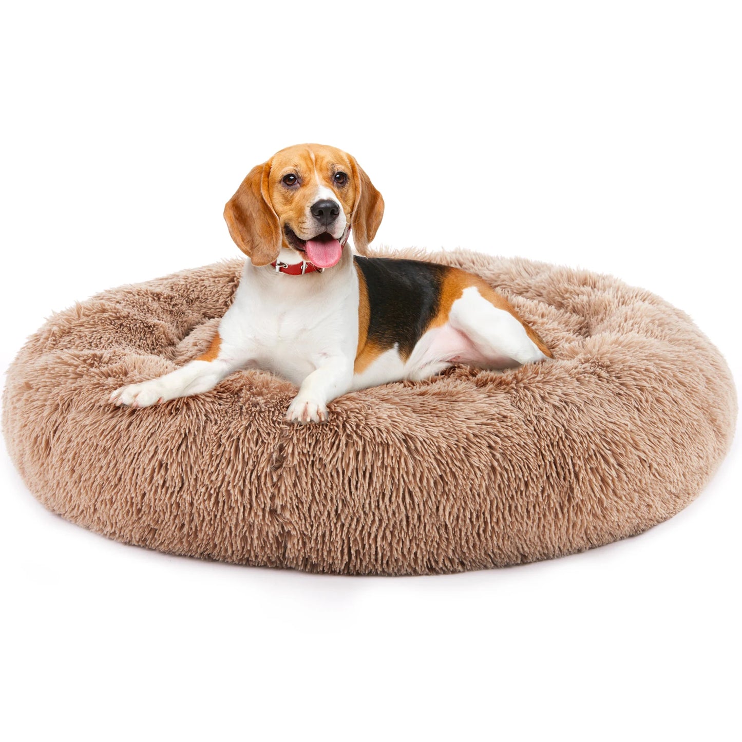 JHK Calming Washable Dog Bed Round Plush Faux Fur Cozy
