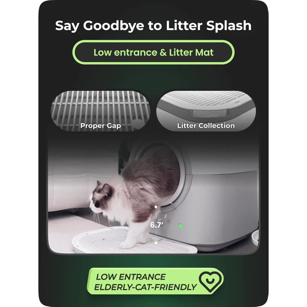 L2 Self Cleaning Cat Litter Box Safe Anti-Pinch,with Deodorizer and Liner,Automatic Hands-Free Smart Robot Self, Customized