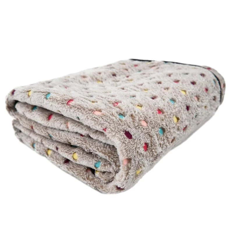 Soft Fluffy Pet Blanket Dot Pattern Cozy for Cats Dogs