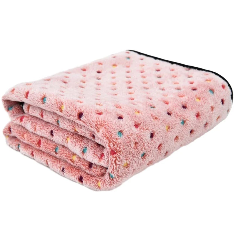 Soft Fluffy Pet Blanket Dot Pattern Cozy for Cats Dogs