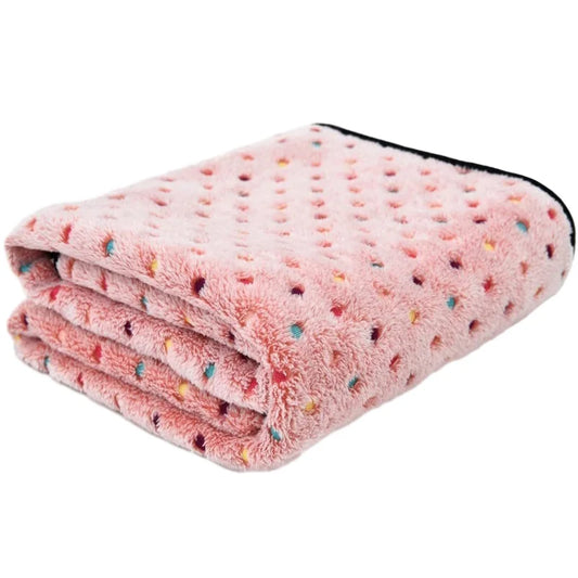 Soft Fluffy Pet Blanket Dot Pattern Cozy for Cats Dogs