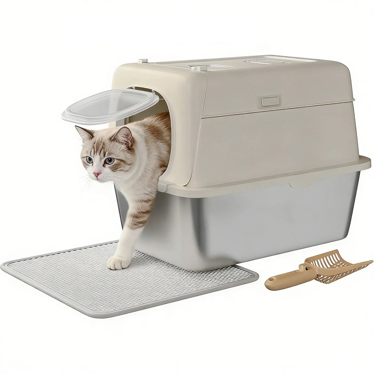 HiMISS Stainless Steel Litter Box Odor Free Anti Leakage