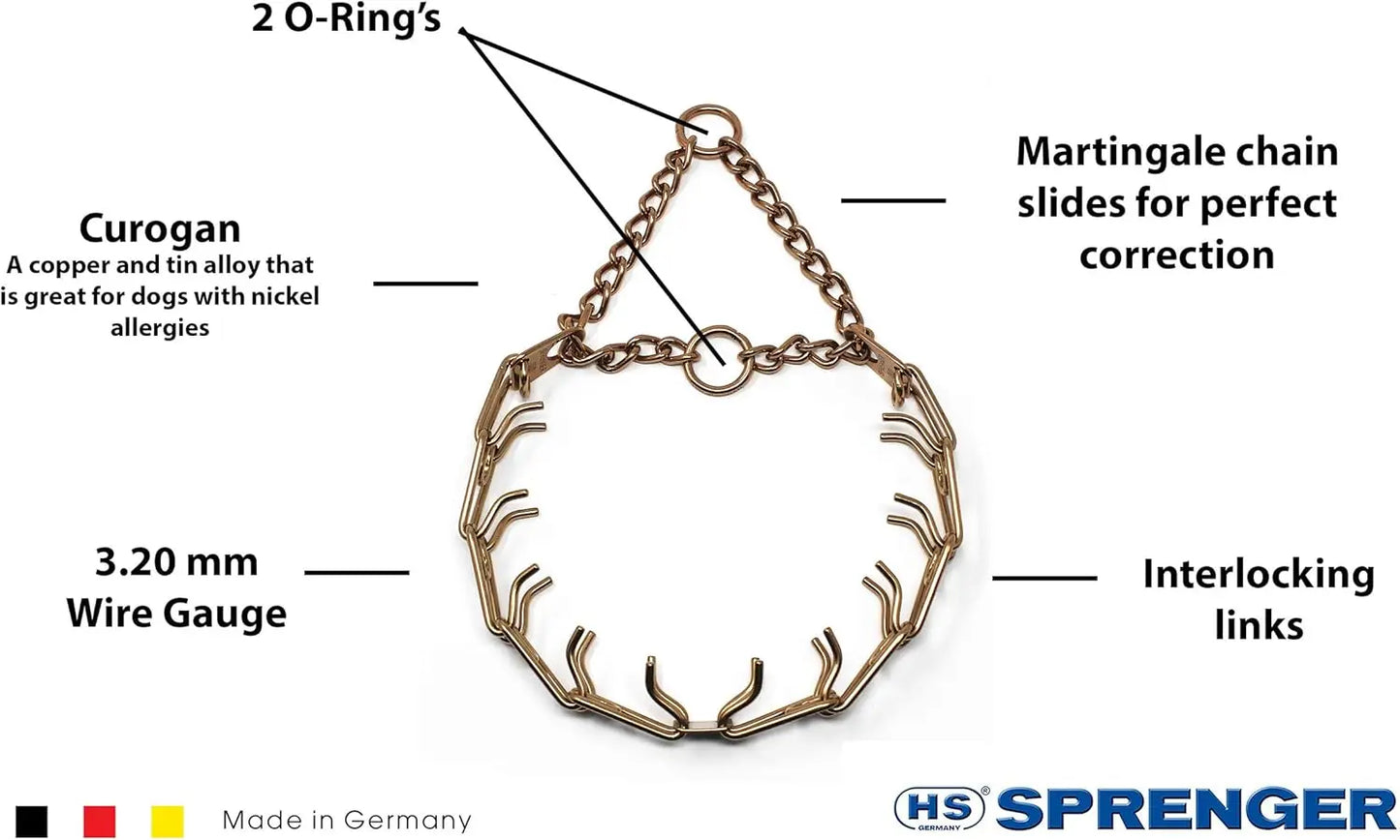 German-Made Hypoallergenic Prong Dog Training Collar, Nickel-Free No-Pull Design for Medium Dogs