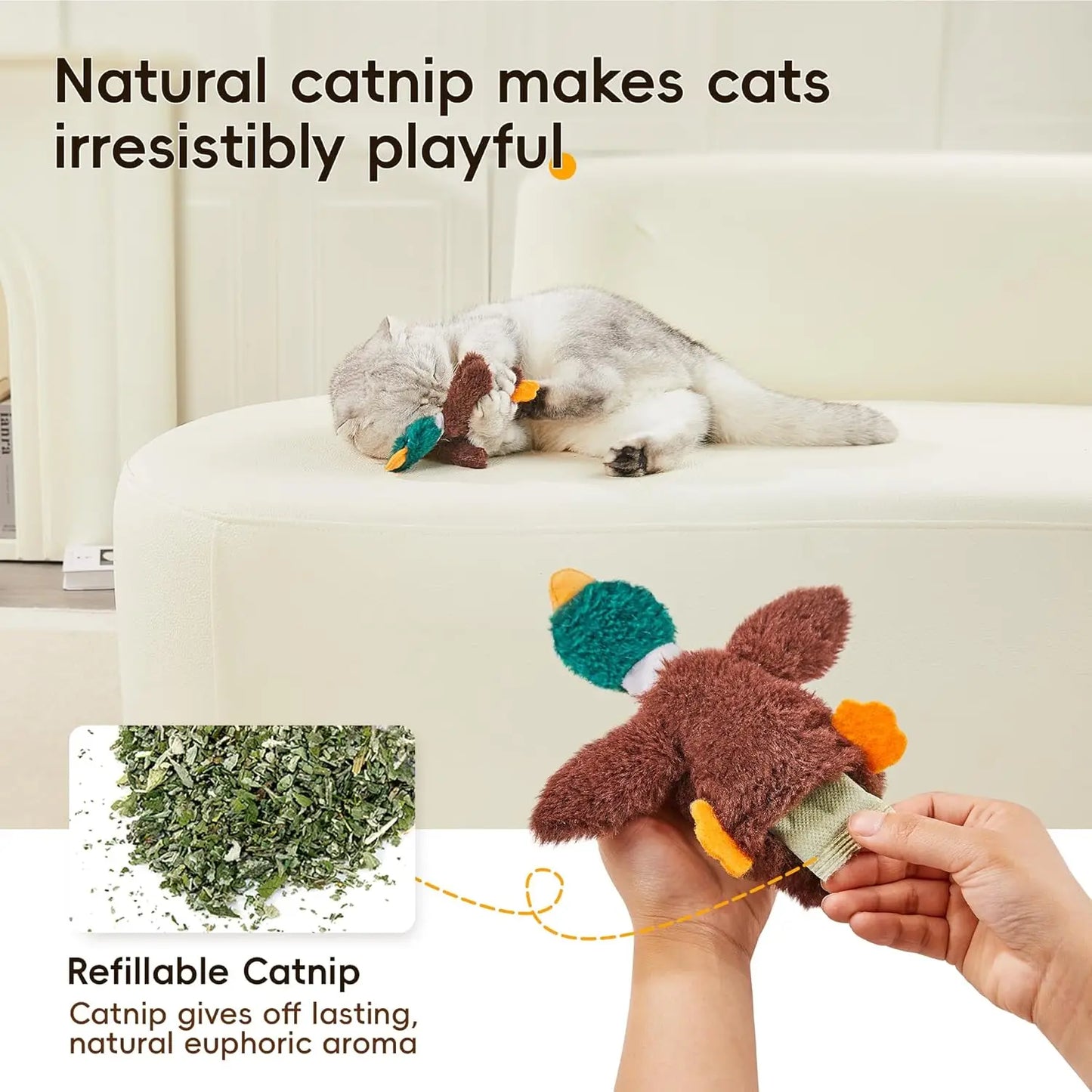 Crinkly Sound Cat Toys, 2 Pcs Mess-Free Stuffless Kitten Toy for Indoor Exercise, Durable Interactive Feline Bite Kicker