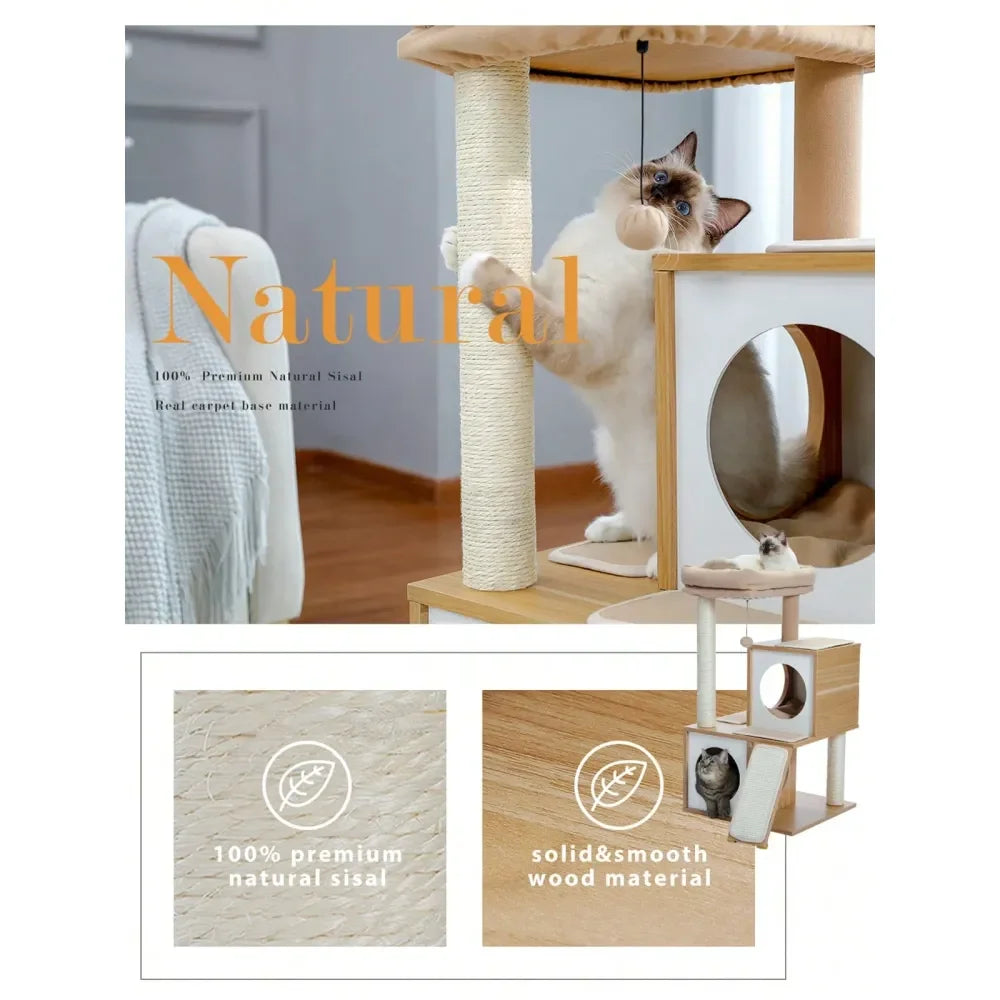 XMSJ Cat Tree Tower With Double Condos And Sisal Posts