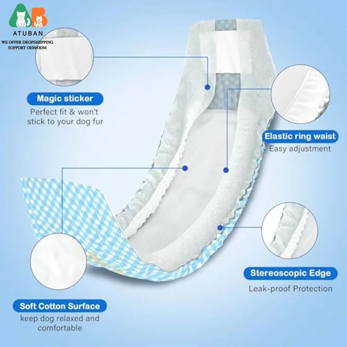 Disposable Belly Bands For Male Dogs With Wetness Indicator And Super Absorbent