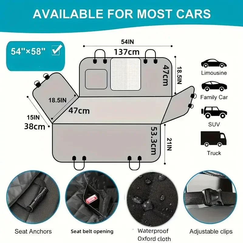 Dog Car Seat Cover Waterproof Nonslip Hammock Durable