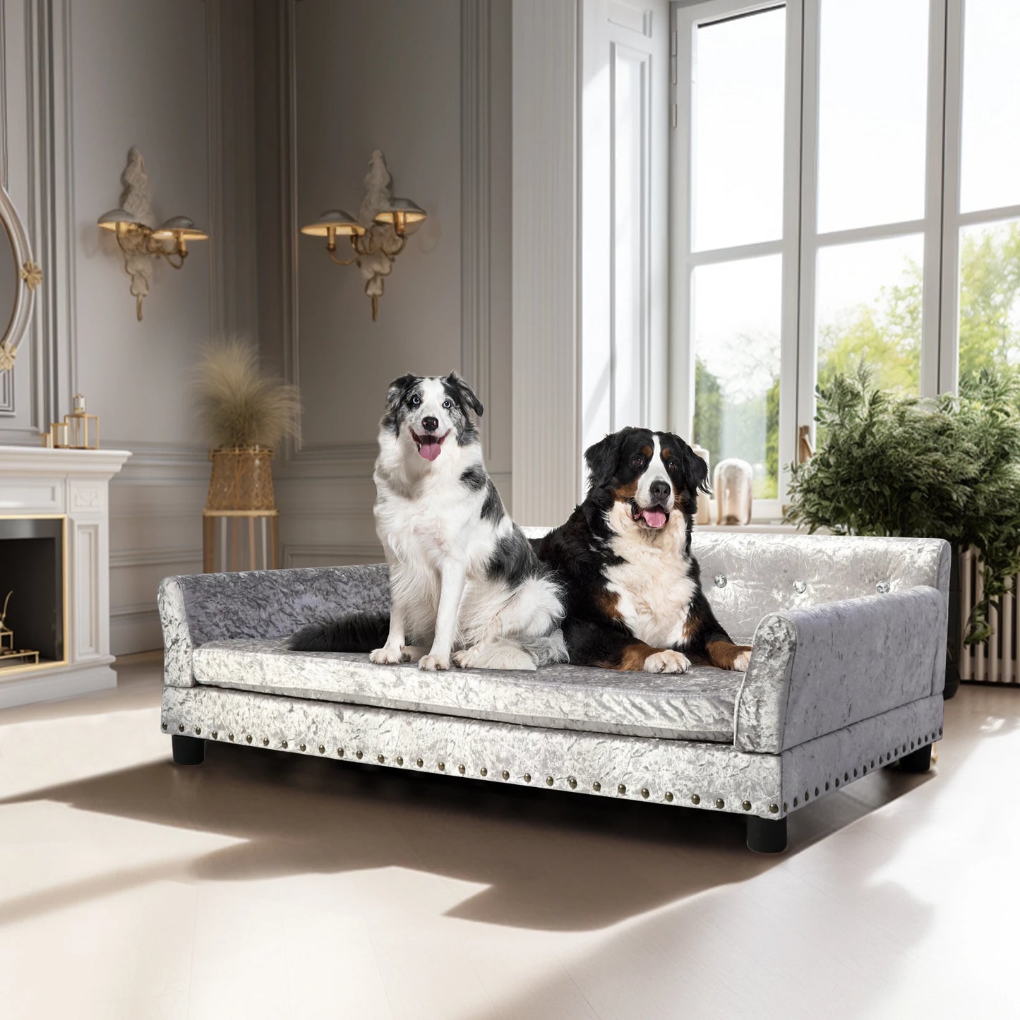 BINGOPAW Dutch Velvet Upholstered Pet Lounge Chair With Detachable Pad