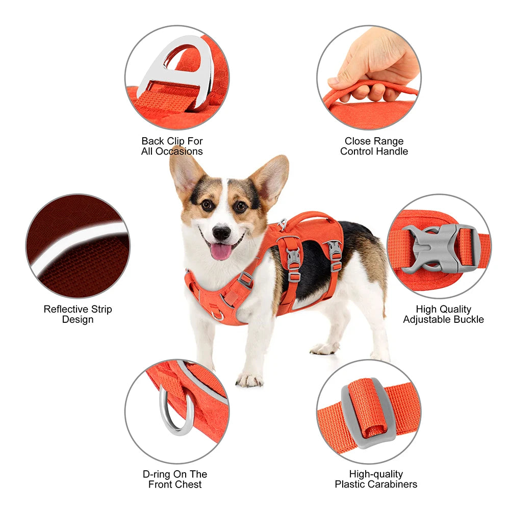 NONECN Nylon Reflective Dog Harness With Handle Adjustable Vest