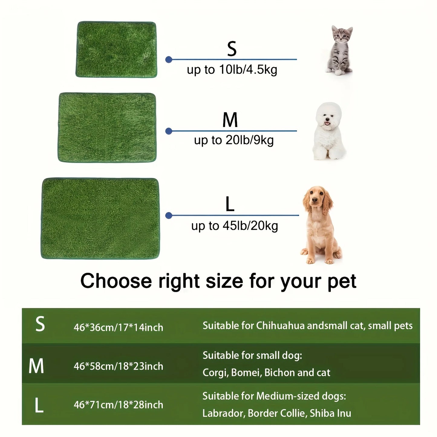 Simulation Lawn Dog Toilet Training Mat Washable Pet Urine Pad