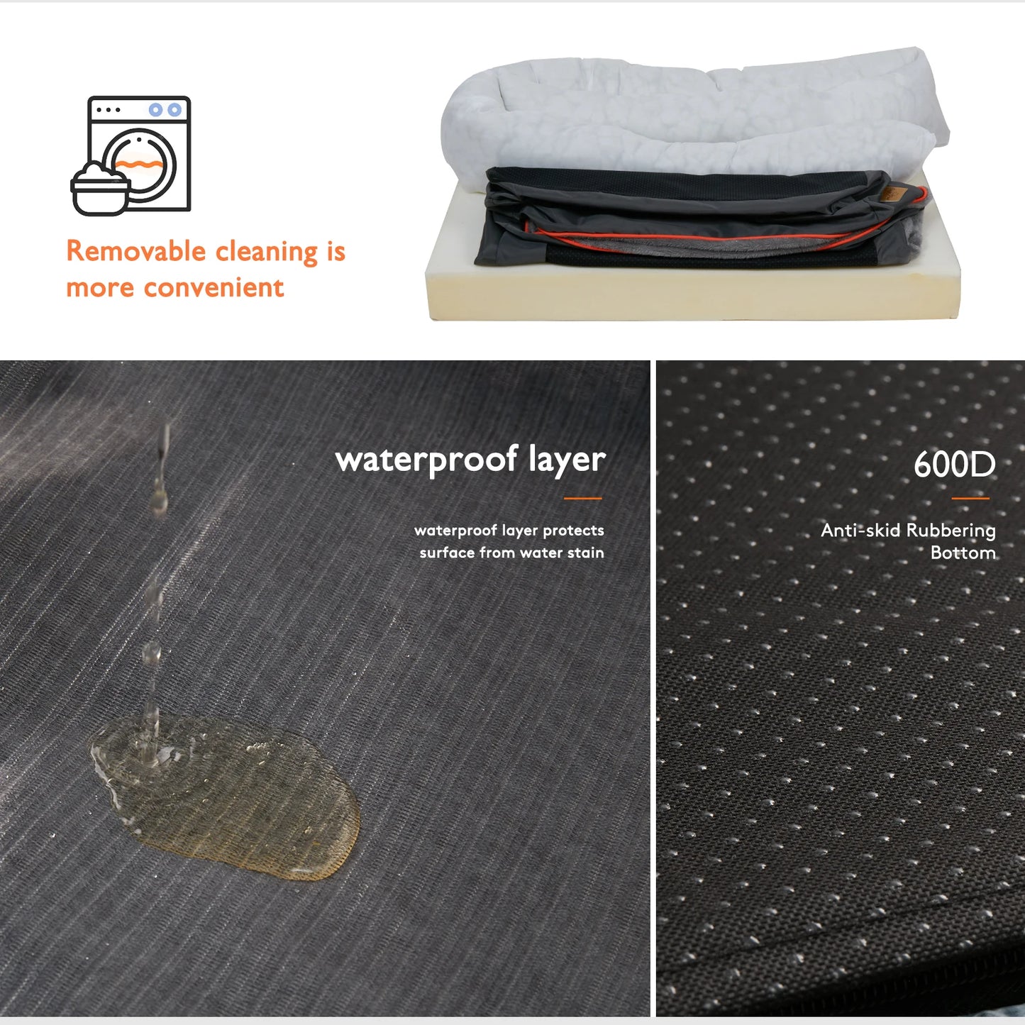 Soft Warm Fleece Dog Bed With Removable Washable Cover Waterproof