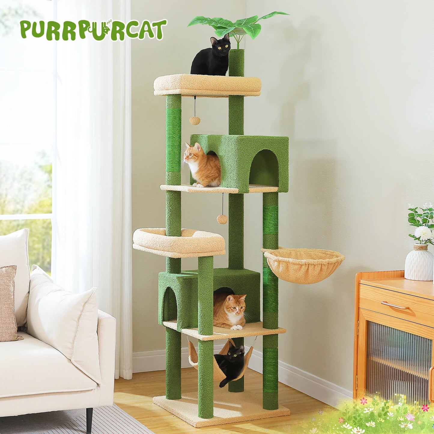 PEQULTICN Six Level Cat Tree Tower With Perches Hammocks Condos