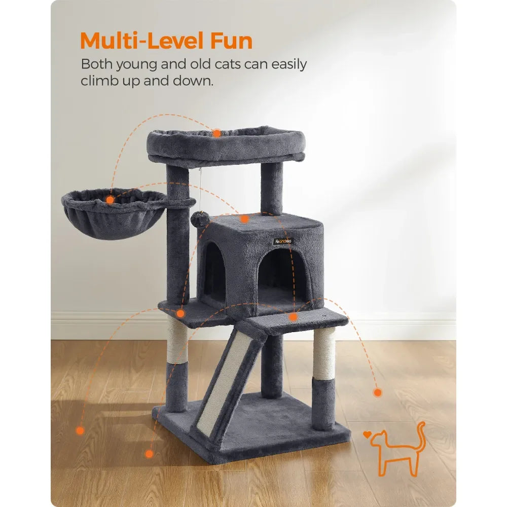 XMSJ Cat Tree Tower Scratching Post Multi Level Cat Condo For Indoor Cats