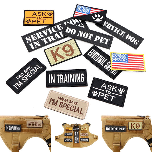 PETRAVELCN 12 Pieces Tactical Patch Bundle For Dogs ID Tags