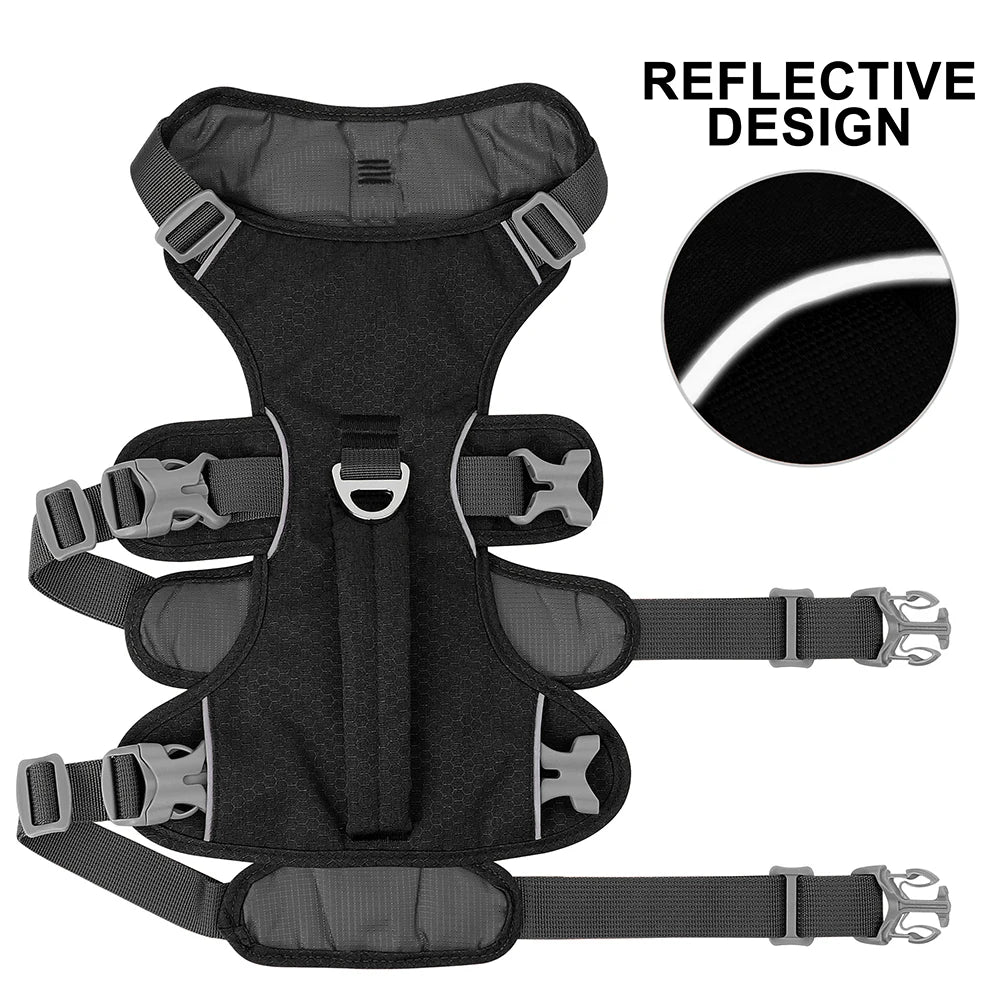 NONECN Nylon Reflective Dog Harness With Handle Adjustable Vest