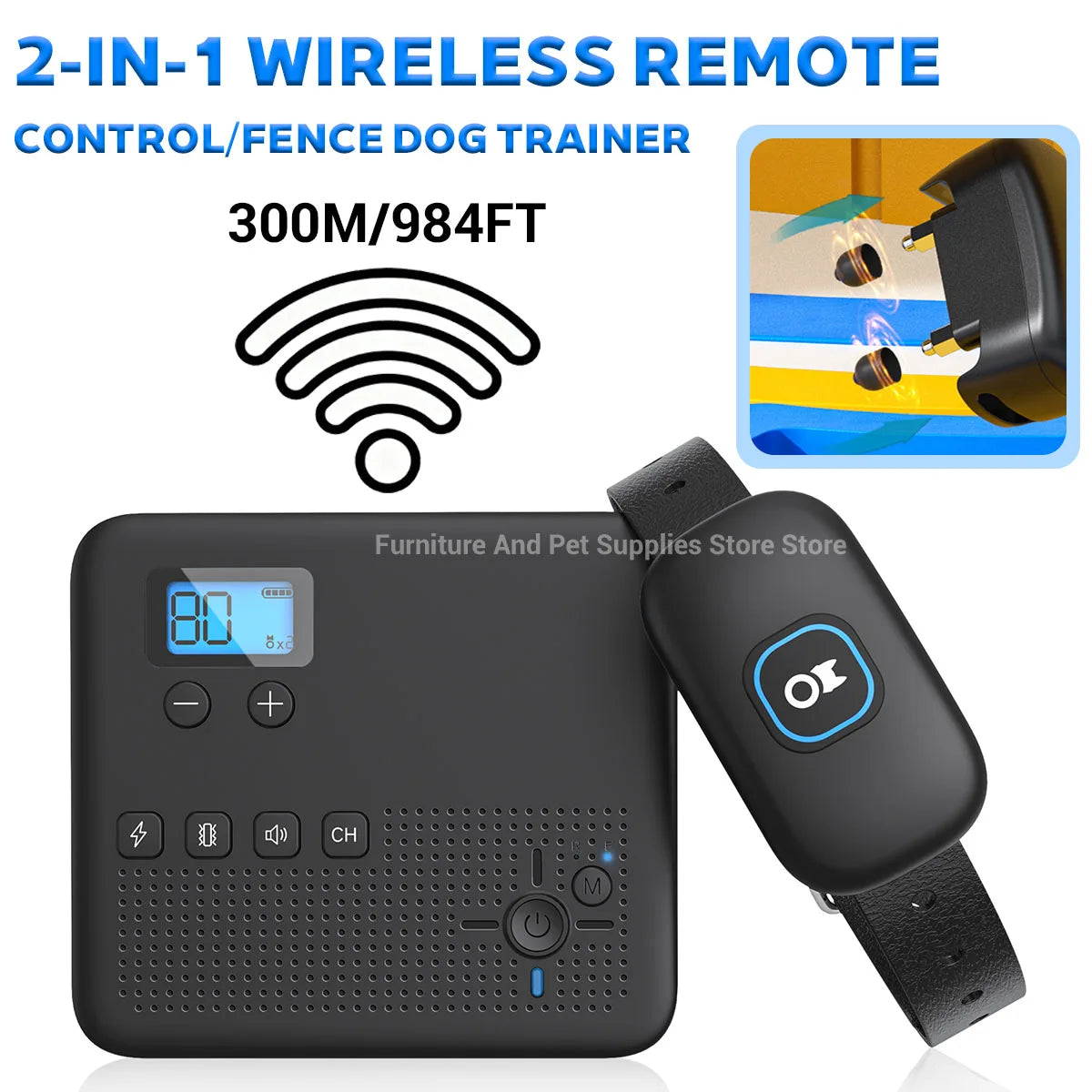 Pet Wireless Electronic Fence Remote Trainer Collar