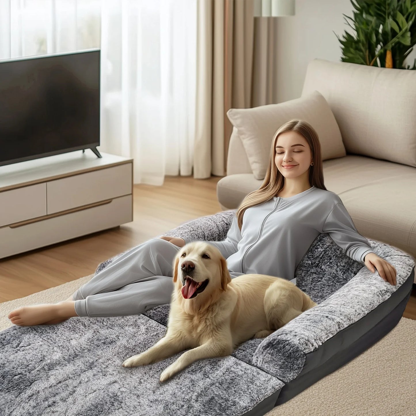 BINGOPAW Orthopedic Foldable Dog Bed With Plush Cushion Bolster