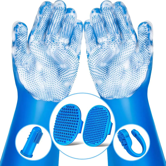 6Pcs Pet Grooming Kit For Dogs And Cats Bath Gloves