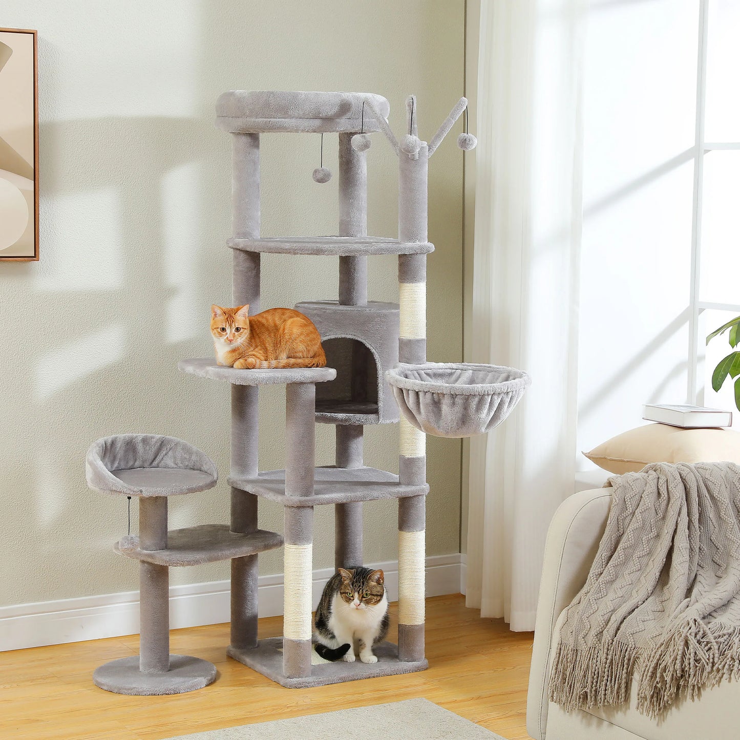 PEQULTICN Multi-Level Cat Tree With Scratching Post Tower