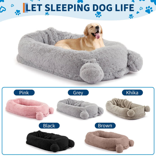 HiMISSCN Memory Foam Dog Bed With Storage Pockets And Blanket