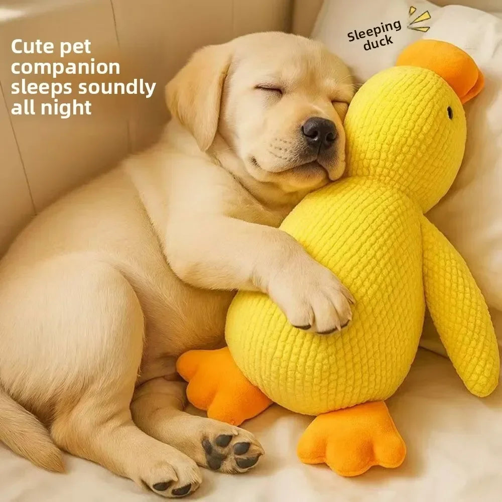 Plush Squeaky Duck Toy Calming Sleep Aid Durable Puppy Companion