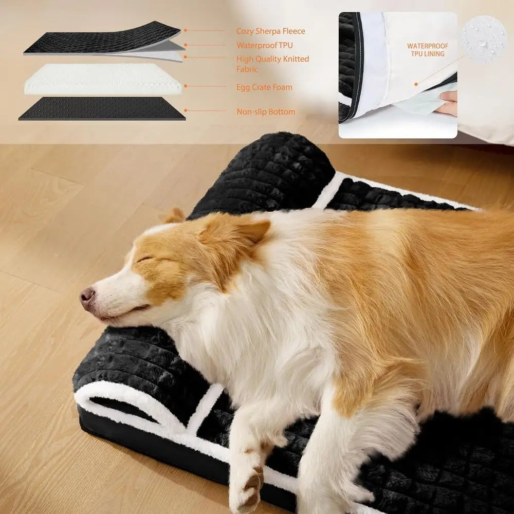 NONECN Orthopedic Dog Bed With Pillow Removable Waterproof Washable Cover