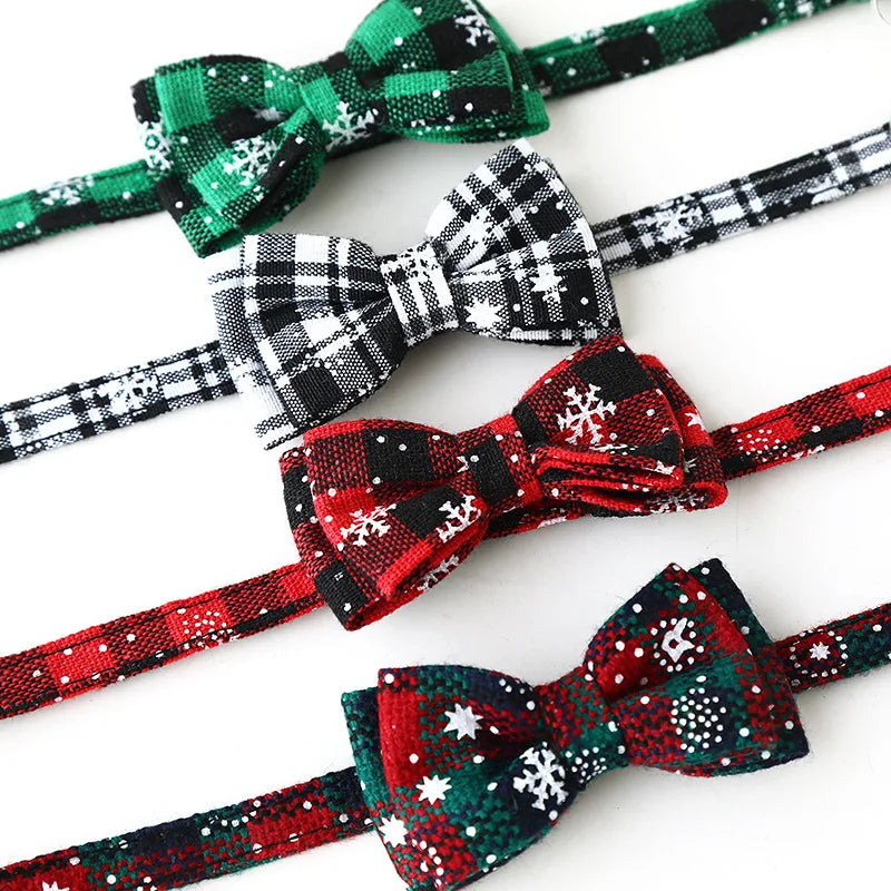 NONECN Christmas Bowknot Cat and Small Dog Collar With Bell
