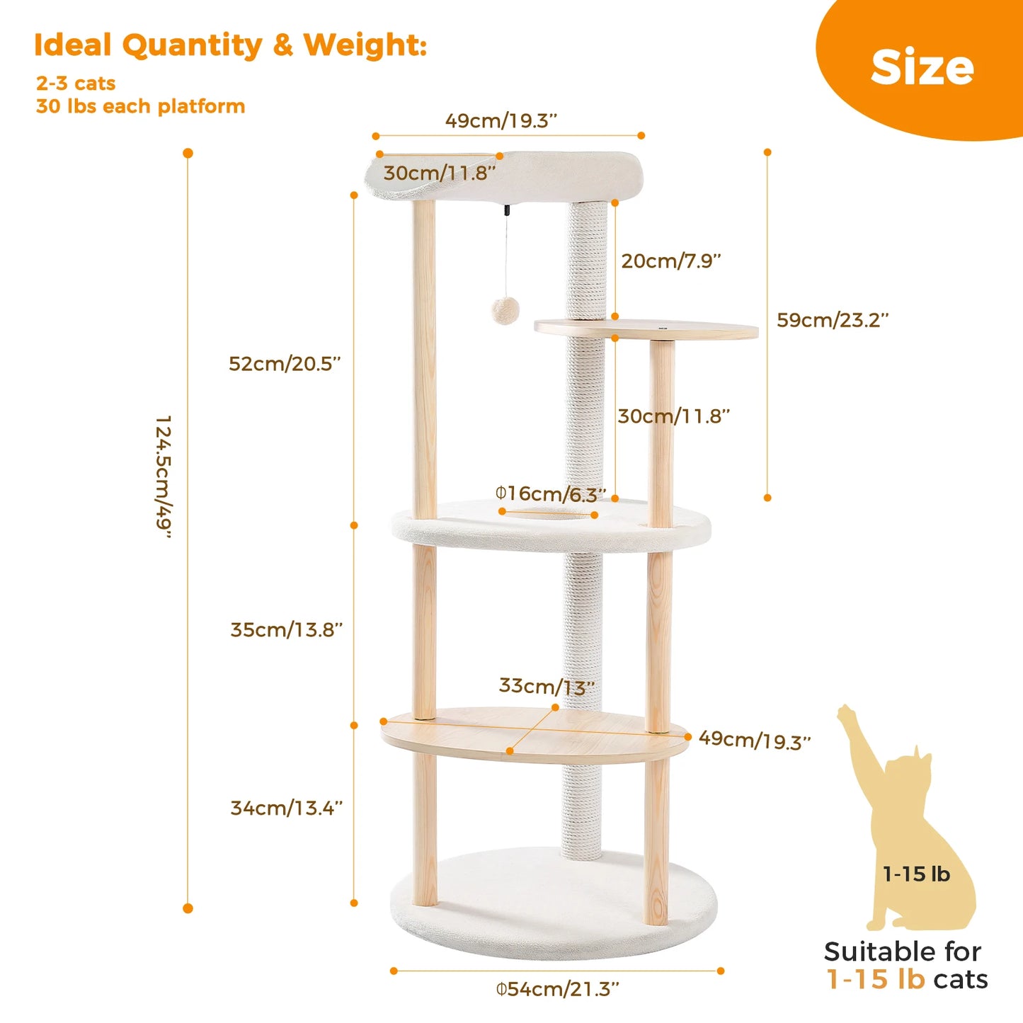 PAWZ Road Modern Cat Tree Tower With Scratching Post Condo