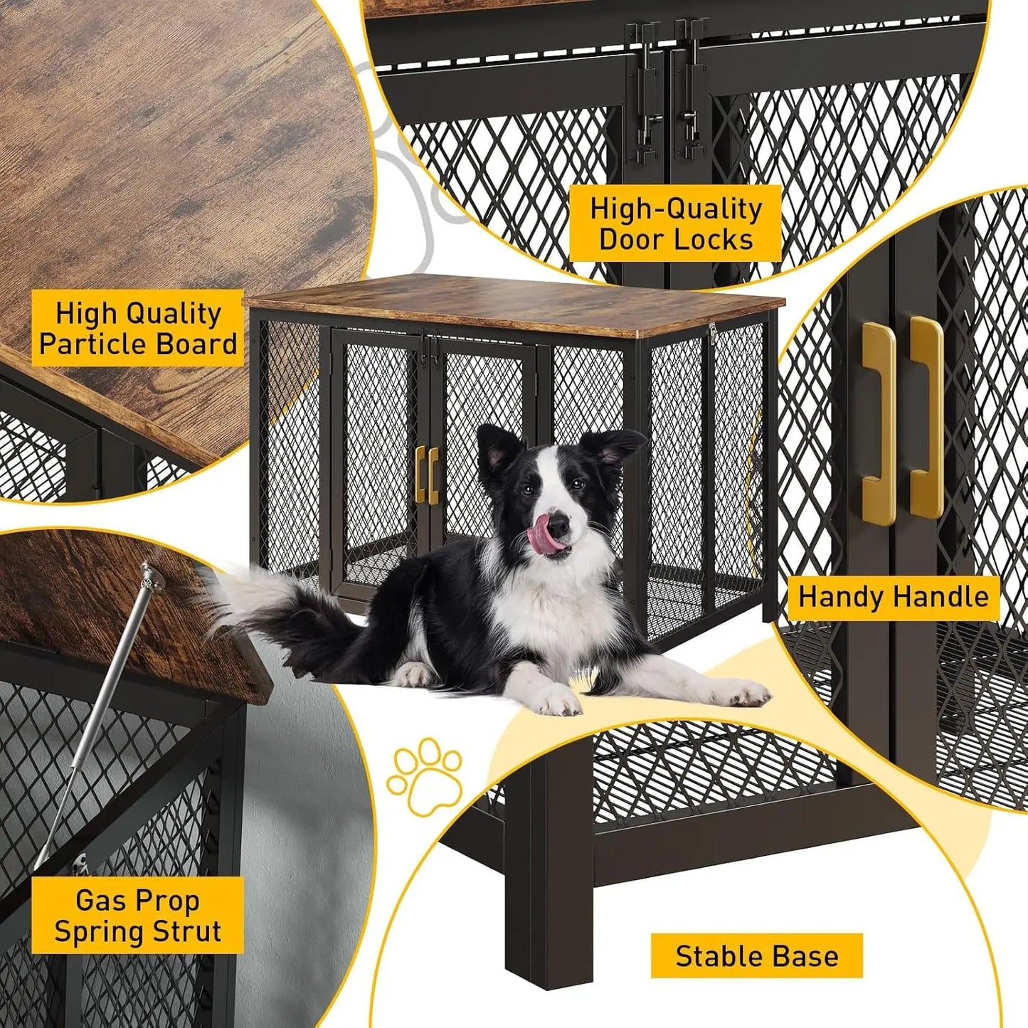 HiMISS Heavy Duty Wooden Dog Crate With Top Access Door