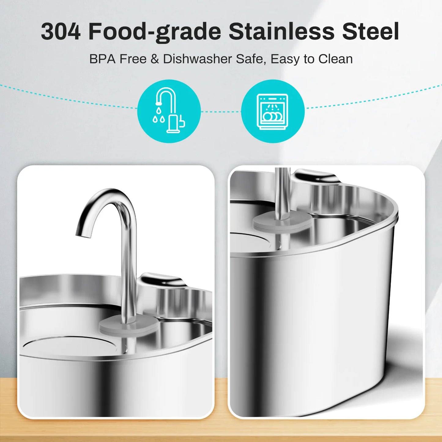 2.2L 5V USB Stainless Steel Cat Water Fountain Automatic Pet Water Auto Cat Drinking Fountain Dog Dispenser Drinker Bowl