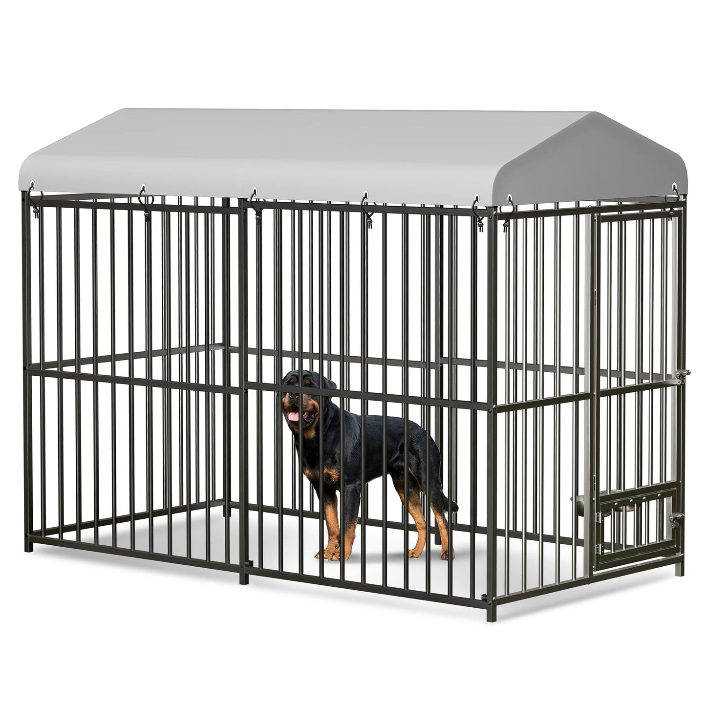 HiMISS Galvanized Metal Dog Kennel With Secure Lock Cover