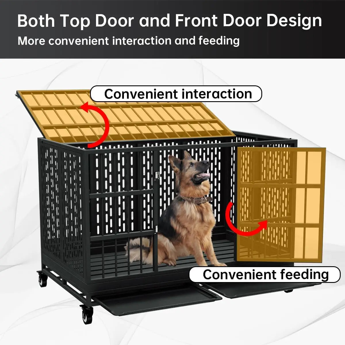 Ufsagcg Heavy Duty Dog Crate With Wheels Folding Metal Cage
