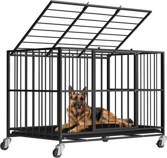 Heavy Duty Dog Crate Steel Double Door With Removable Tray