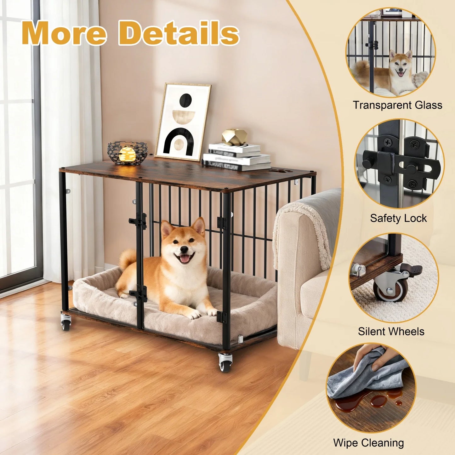 BINGOPAW Dog Crate Furniture Style End Table Kennel